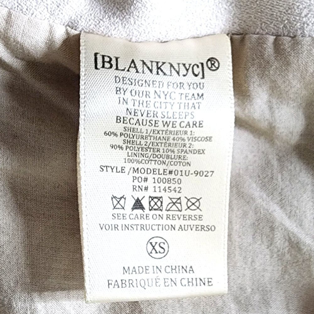 Blank NYC Faux Suede/Leather Moto Jacket XS or SM Beige Taupe Asymmetrical Zip - Picture 5 of 6